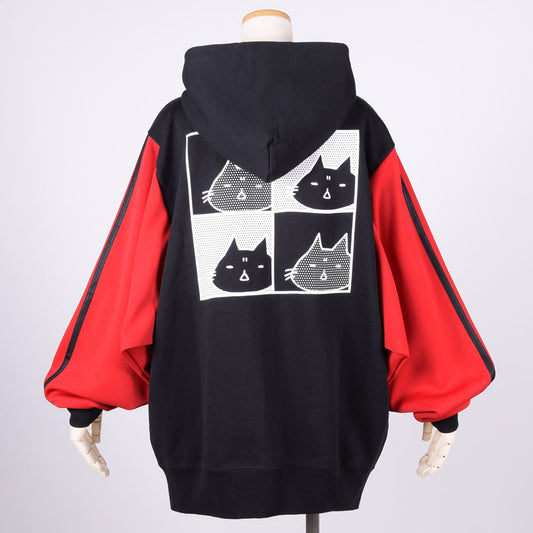 MINT NeKO ジャージスリーブフーディー BK-RD