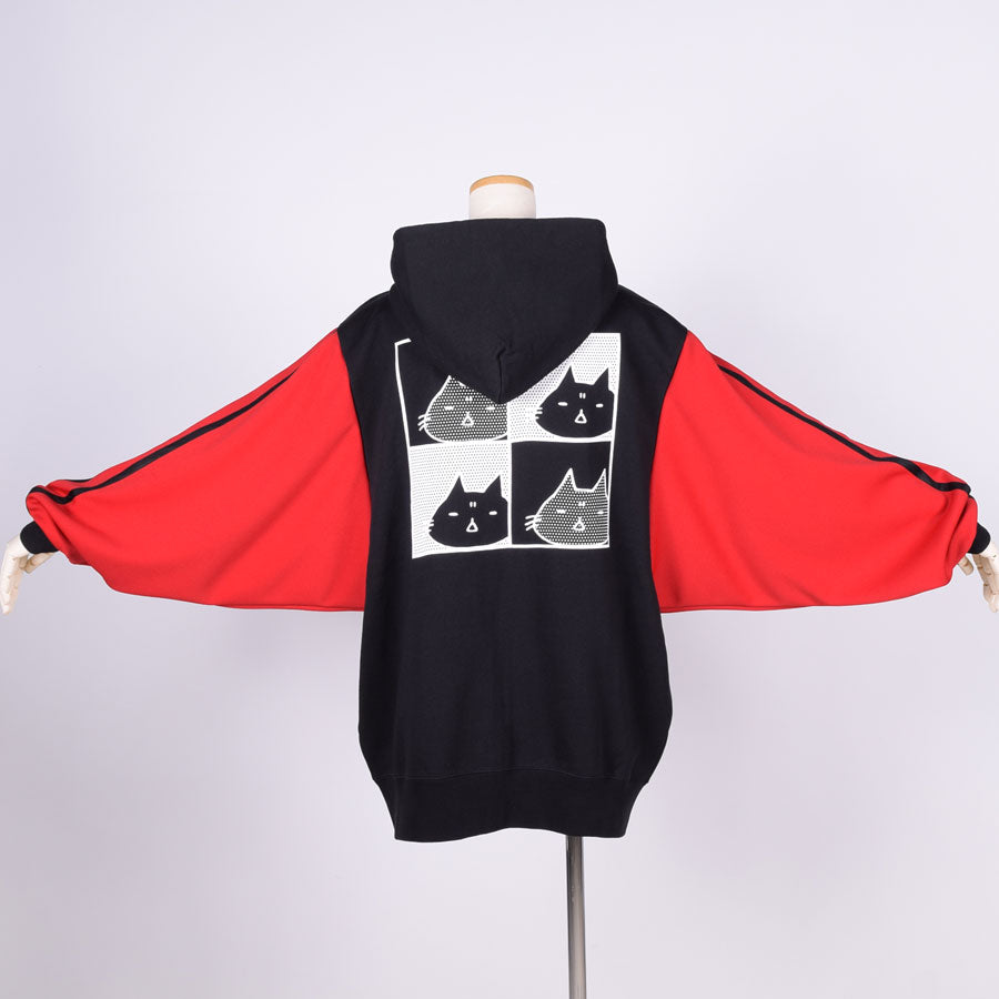 MINT NeKO ジャージスリーブフーディー BK-RD