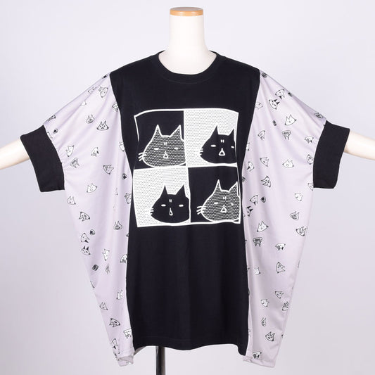 MINT NeKO コミックワイドカットソー BK-GY