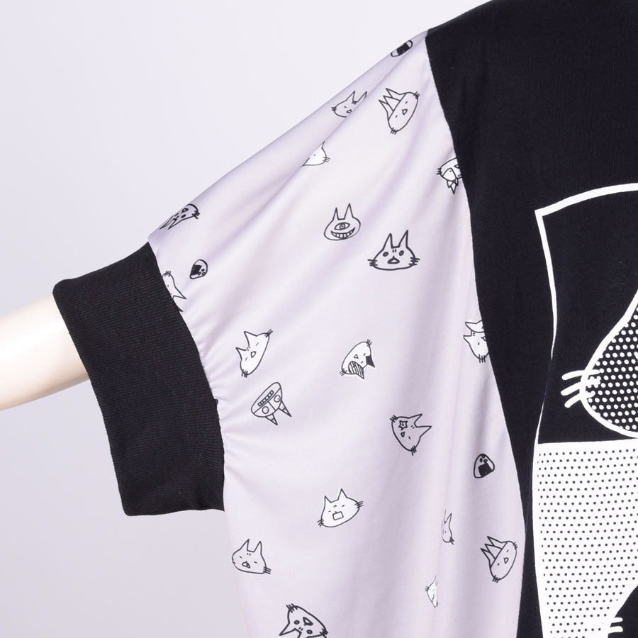 MINT NeKO コミックワイドカットソー BK-GY