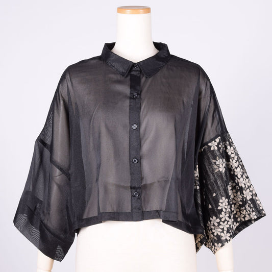 【一点物】TKg モノクロザクラ シースルーシャツブルゾン