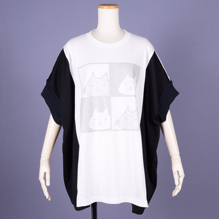 MINT NeKO ジャージ切替カットソー WH-BK
