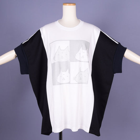 MINT NeKO ジャージ切替カットソー WH-BK