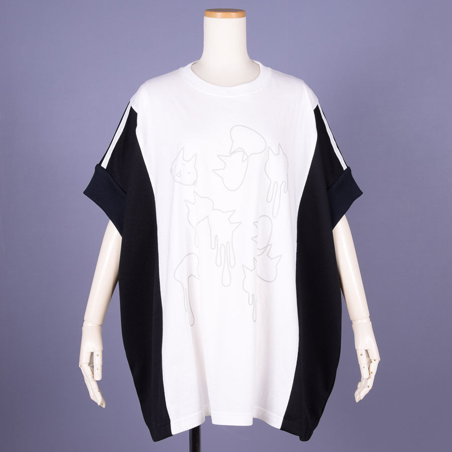 MINT NeKO ジャージ切替カットソー BK-WH