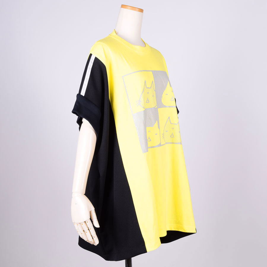 MINT NeKO ジャージ切替カットソー YEL-BK
