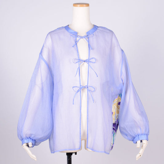 【一点物】TKg 菖蒲 脇和柄のシフォンシャツ