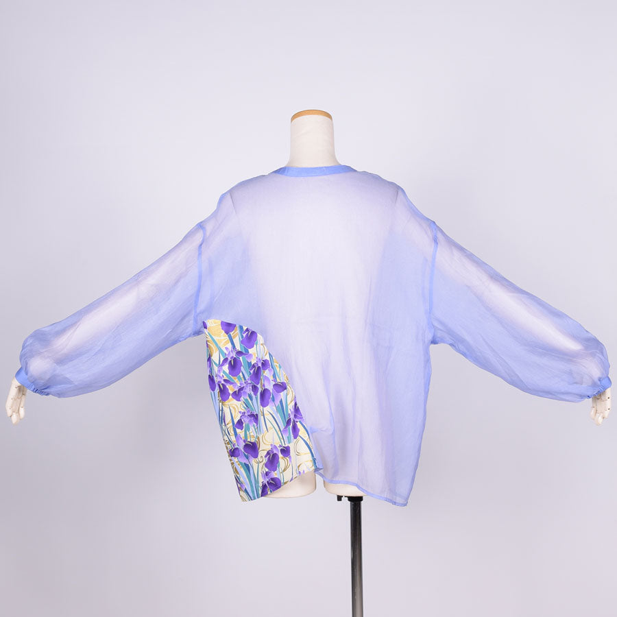 【一点物】TKg 菖蒲 脇和柄のシフォンシャツ