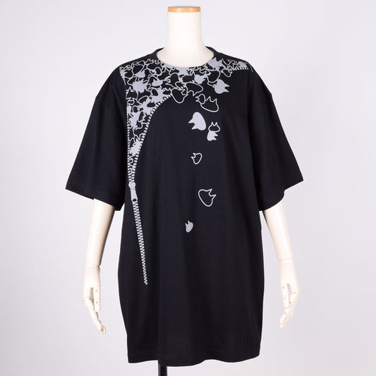 MINT NeKO ジッパープリントビッグTシャツ BK