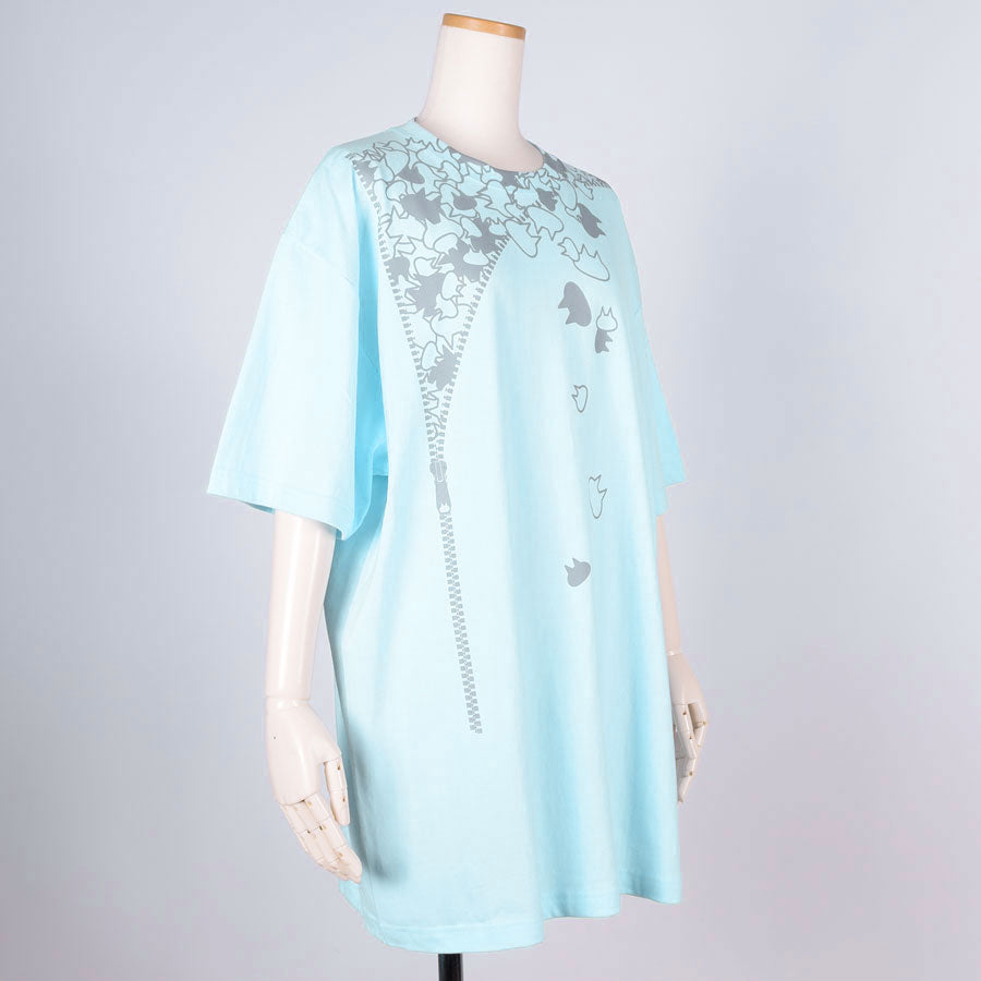 MINT NeKO ジッパープリントビッグTシャツ BL