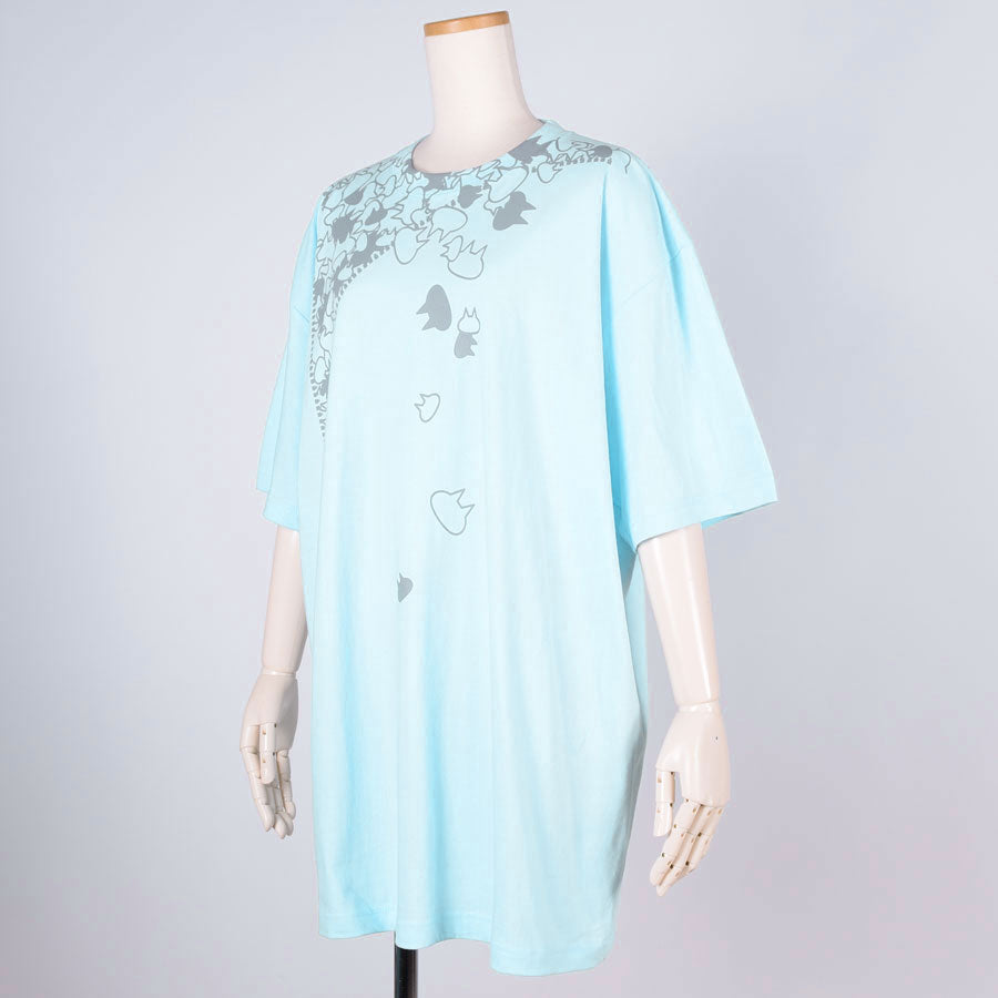MINT NeKO ジッパープリントビッグTシャツ BL