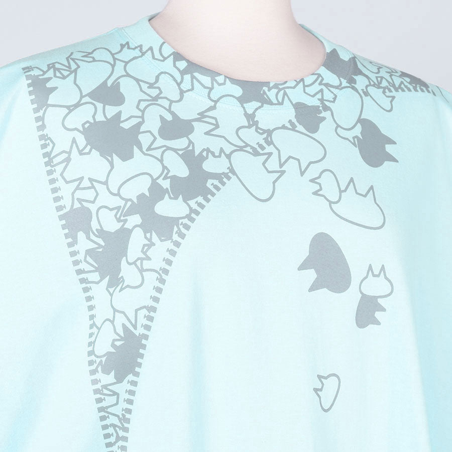 MINT NeKO ジッパープリントビッグTシャツ BL