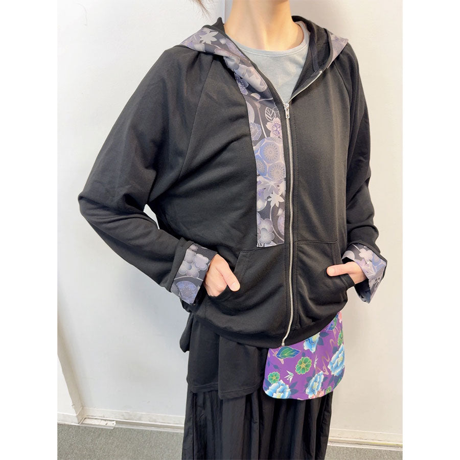gouk thin cut and sew hoodie / BK-GY