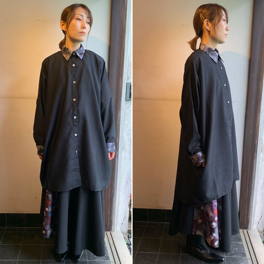 gouk ビッグシャツコート BK-GY