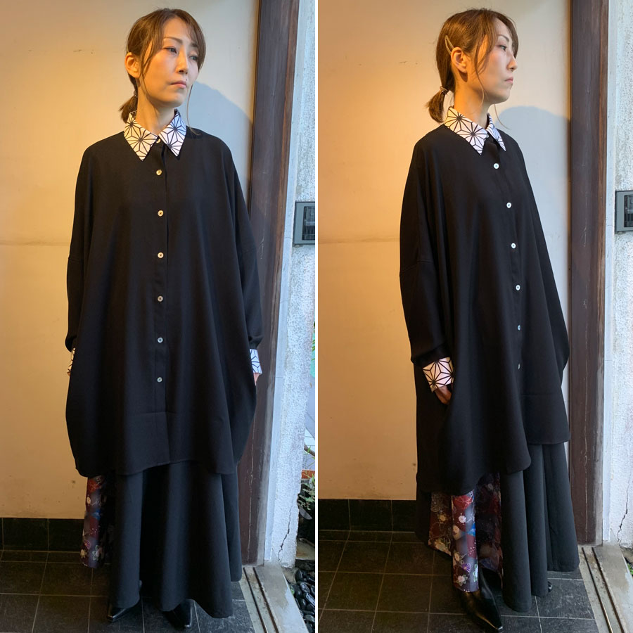 gouk ビッグシャツコート BK-WH