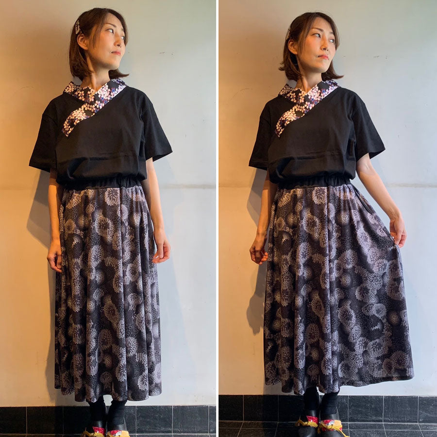 gouk 和柄のフレアースカート D