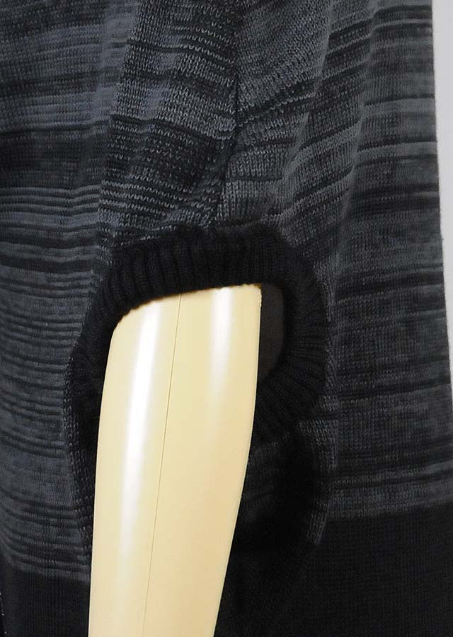 gouk 前縦和柄卵型カーディガン 黒桃
