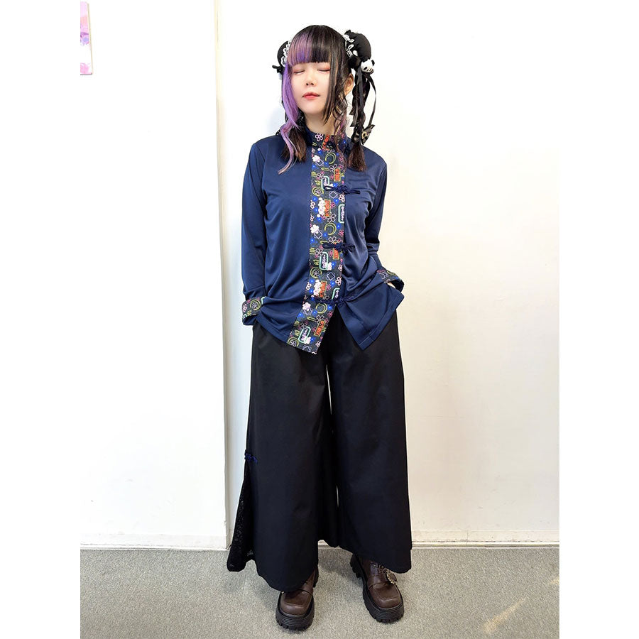 【受注】モリグチカ 和柄切り替えシノワズリトップス