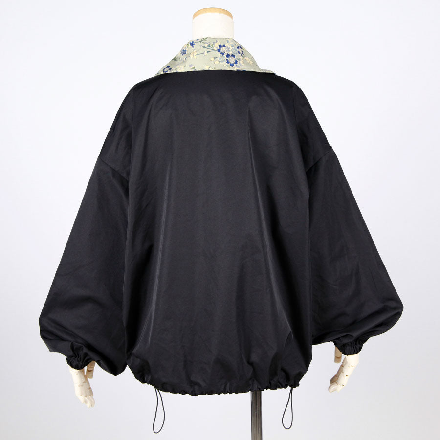 [One-of-a-kind item] TKg Blue Cherry Blossom Japanese Pattern Collar Blouson