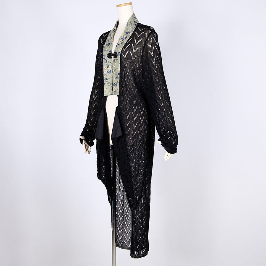 [One-of-a-kind item] TKg Blue Cherry Blossom Knit Long Cardigan