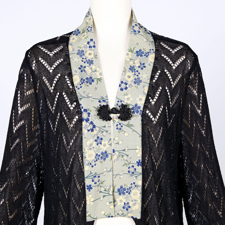 [One-of-a-kind item] TKg Blue Cherry Blossom Knit Long Cardigan
