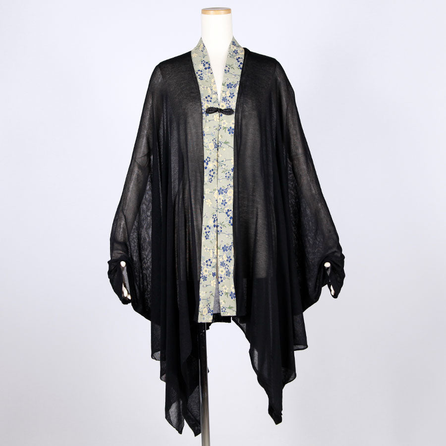[One-of-a-kind item] TKg Blue Cherry Blossom Thin Poncho Cardigan