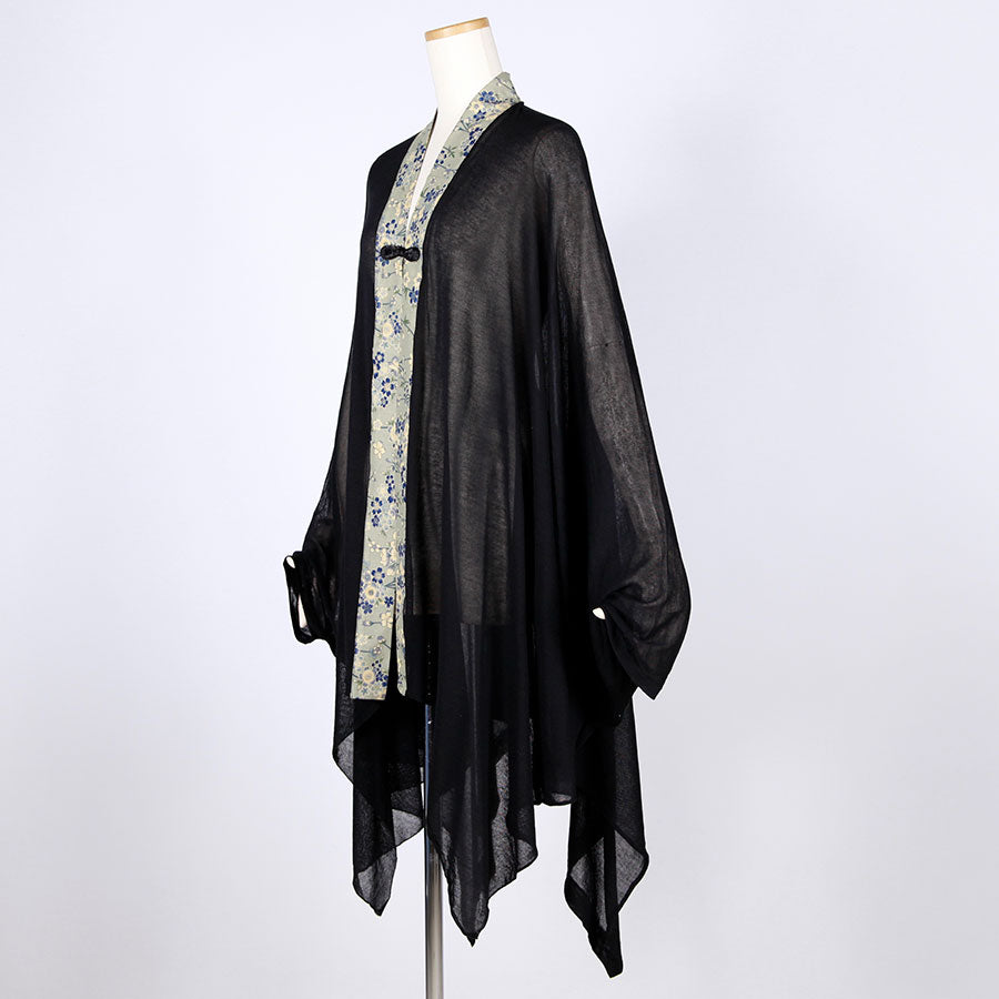 [One-of-a-kind item] TKg Blue Cherry Blossom Thin Poncho Cardigan