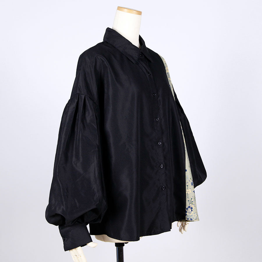 【一点物】TKg 蒼い桜 ランタンスリーブシャツ