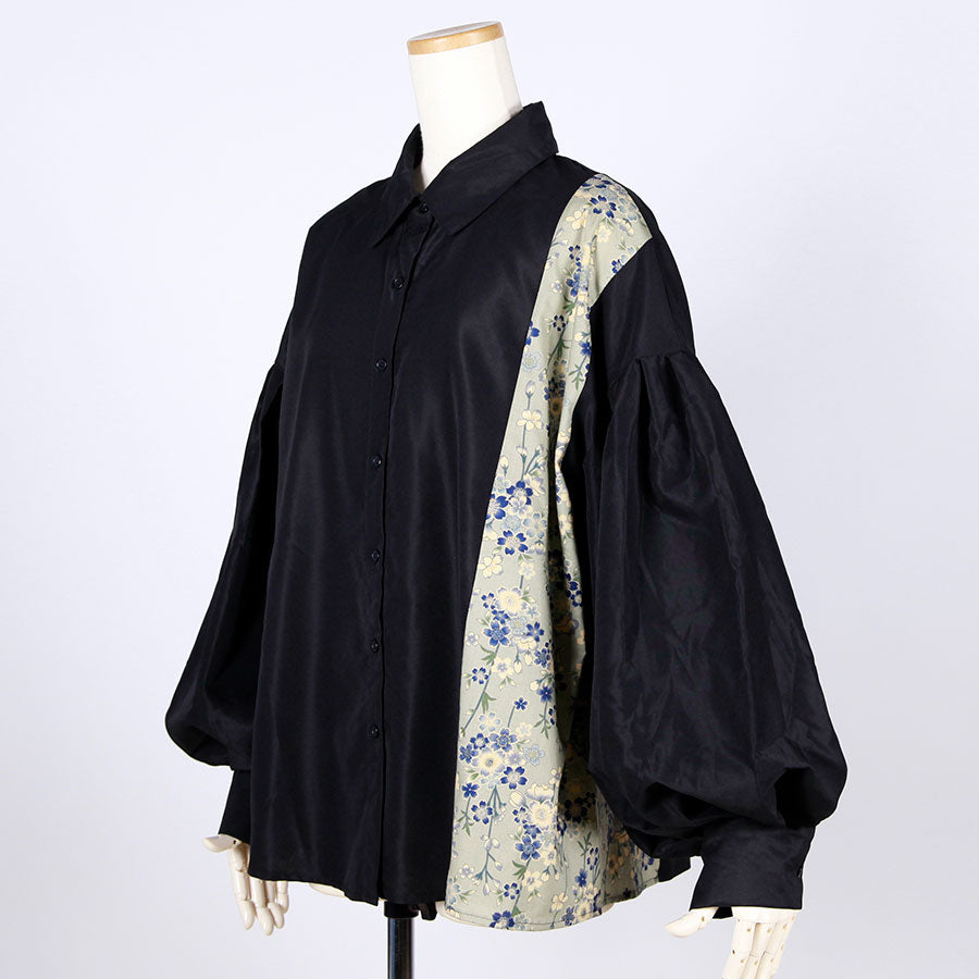 【一点物】TKg 蒼い桜 ランタンスリーブシャツ