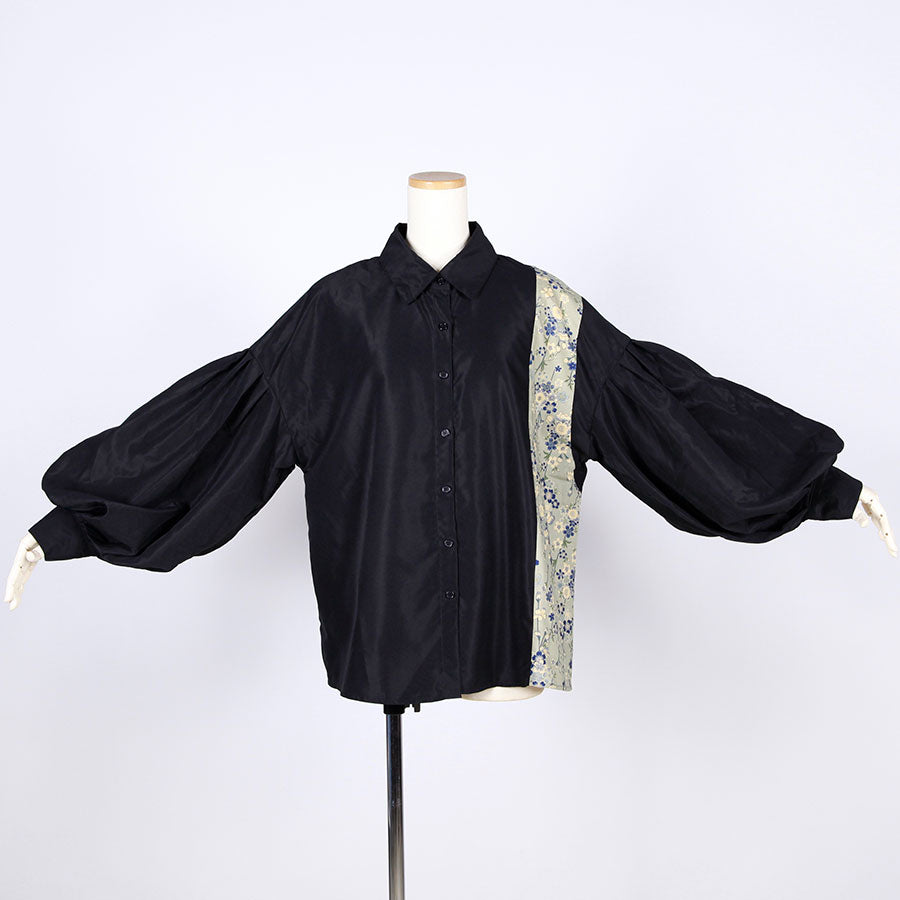 【一点物】TKg 蒼い桜 ランタンスリーブシャツ