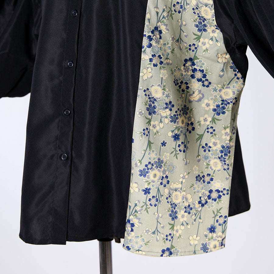 【一点物】TKg 蒼い桜 ランタンスリーブシャツ