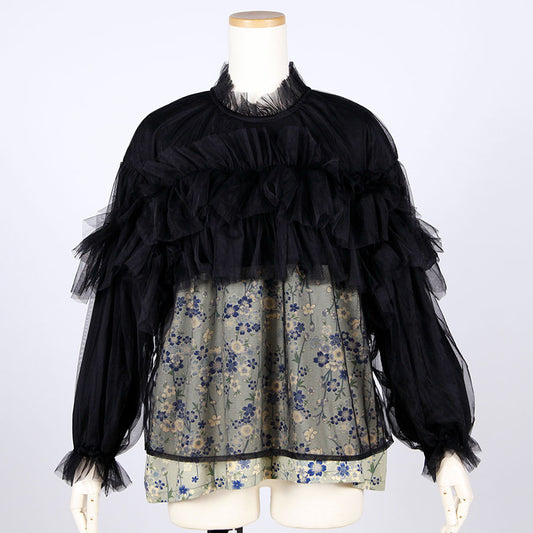 【一点物】TKg 蒼い桜 フリル付きトップス