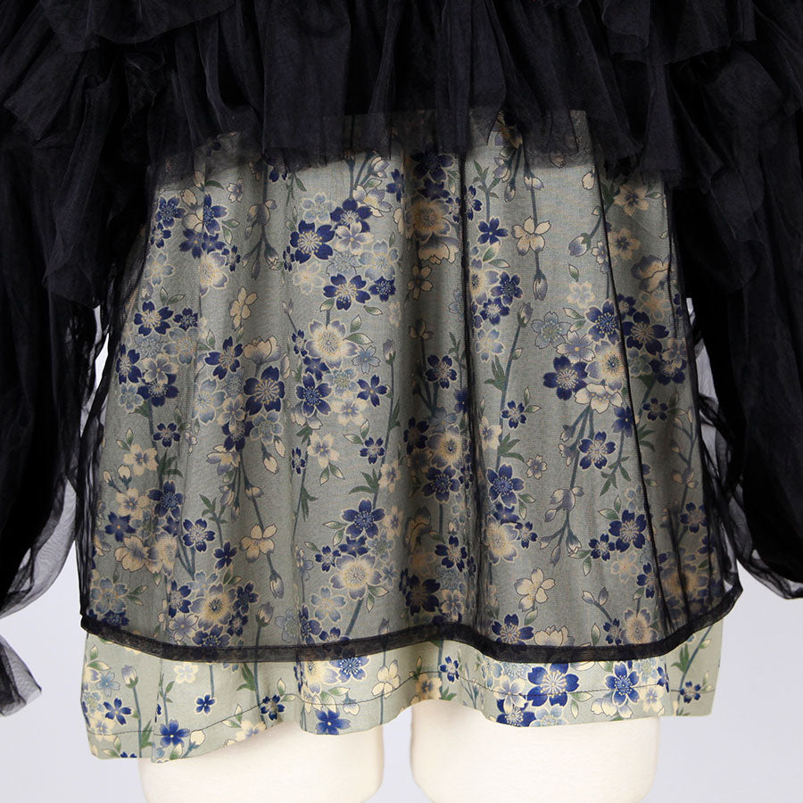 [One-of-a-kind item] TKg Blue Cherry Blossom Top with Frills