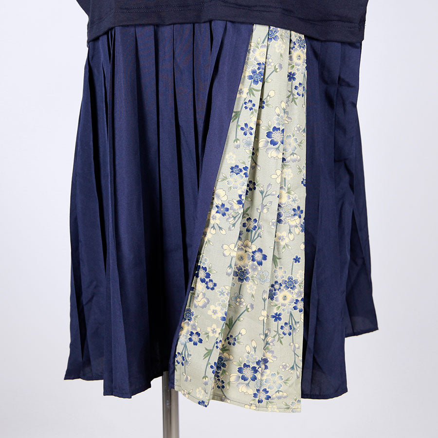 [One-of-a-kind item] TKg Blue Cherry Blossom Tunic with Pleated Skirt