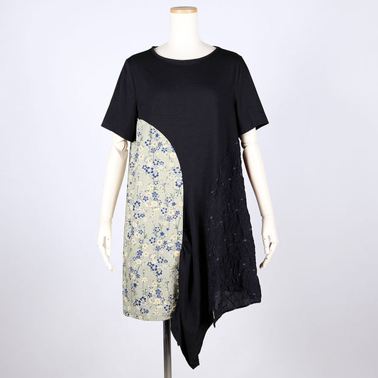 【一点物】TKg 蒼い桜 和柄切り替えチュニック