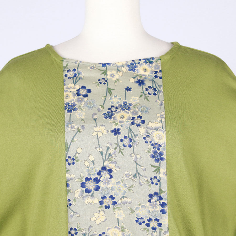 [One-of-a-kind item] TKg Blue Cherry Blossom Frilly Sleeve Tops