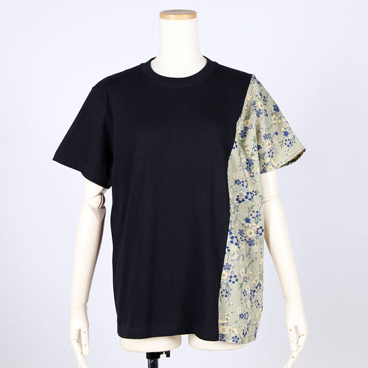 【一点物】TKg 蒼い桜 四角和柄ドッキングトップス