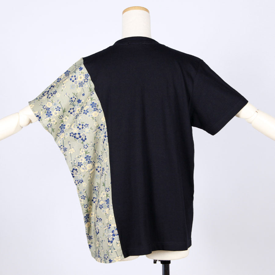 [One-of-a-kind item] TKg Blue Cherry Blossom Square Japanese Pattern Docking Tops