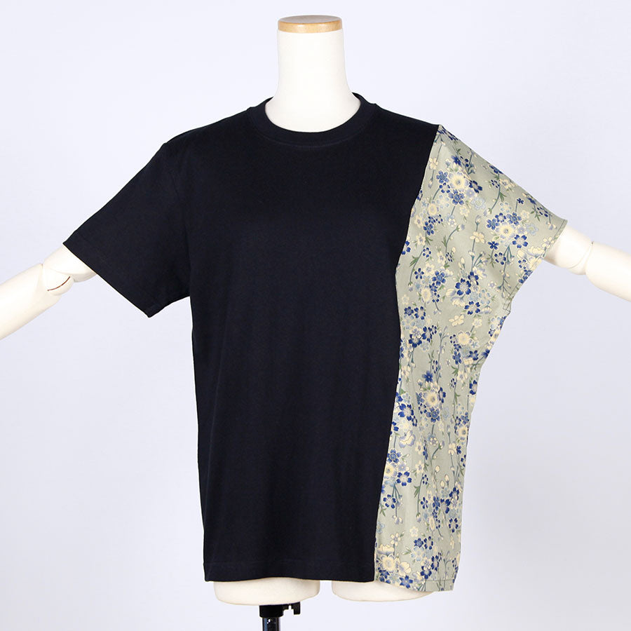 [One-of-a-kind item] TKg Blue Cherry Blossom Square Japanese Pattern Docking Tops