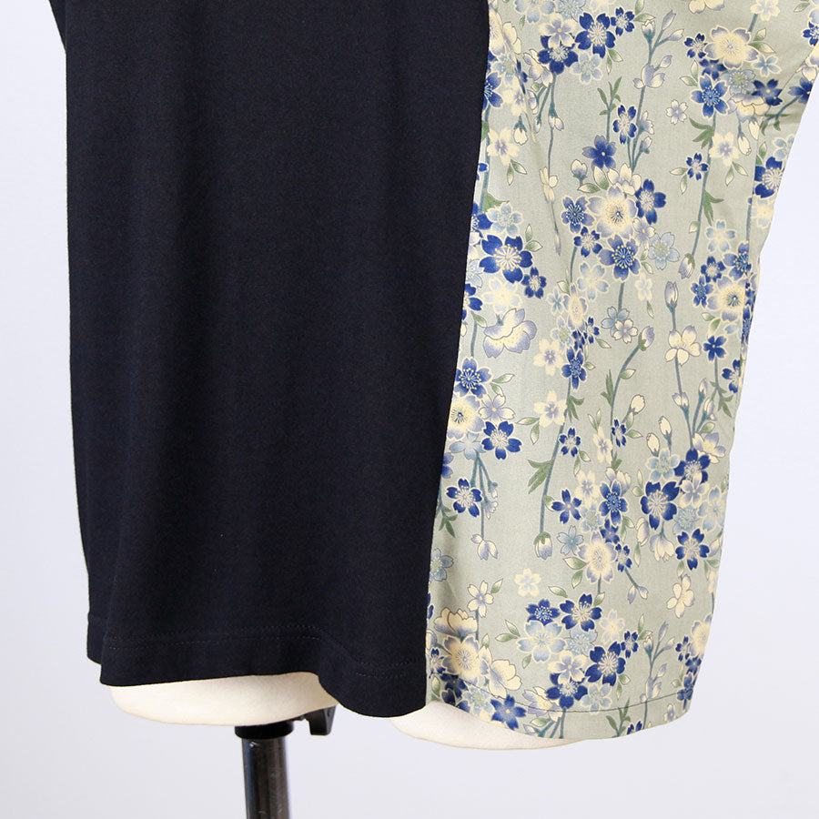 [One-of-a-kind item] TKg Blue Cherry Blossom Square Japanese Pattern Docking Tops