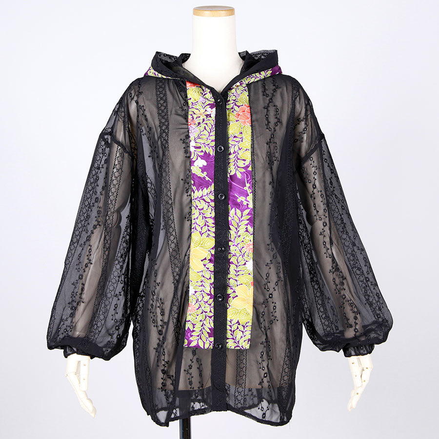 [One-of-a-kind item] TKg Vintage Kimono Four Seasons Flower Thin Parka