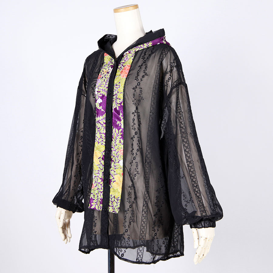 [One-of-a-kind item] TKg Vintage Kimono Four Seasons Flower Thin Parka