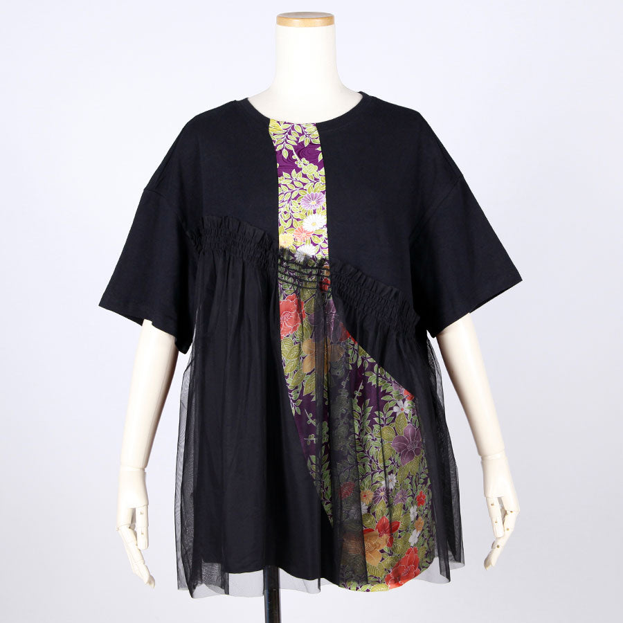 [One-of-a-kind item] TKg Vintage Kimono Four Seasons Flower Flow Switching Tops