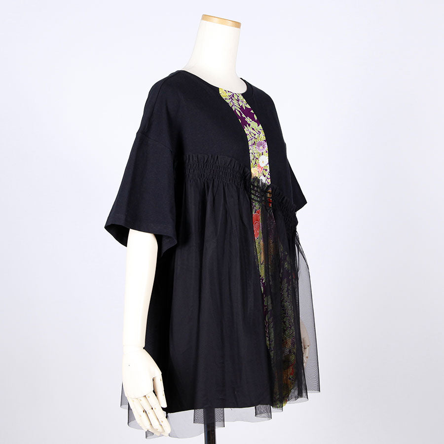 [One-of-a-kind item] TKg Vintage Kimono Four Seasons Flower Flow Switching Tops