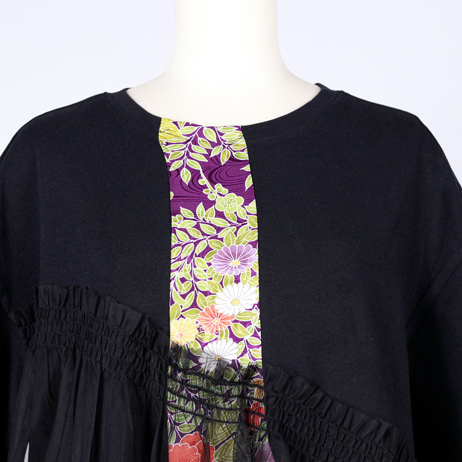 [One-of-a-kind item] TKg Vintage Kimono Four Seasons Flower Flow Switching Tops