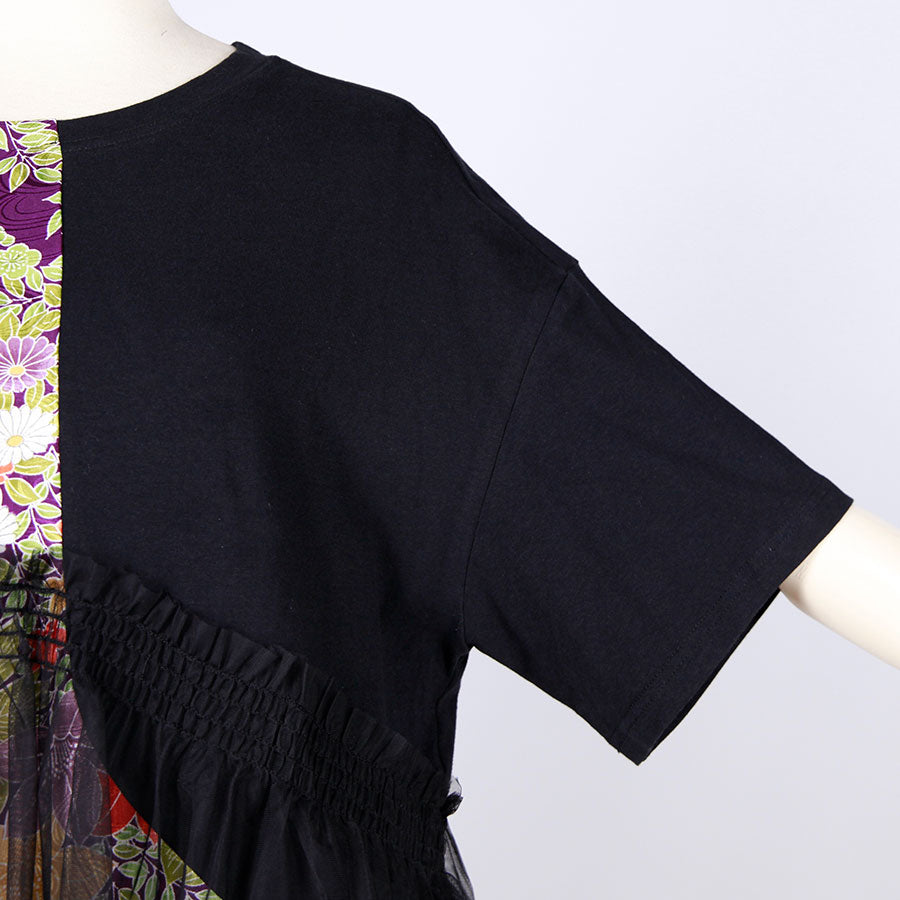 [One-of-a-kind item] TKg Vintage Kimono Four Seasons Flower Flow Switching Tops