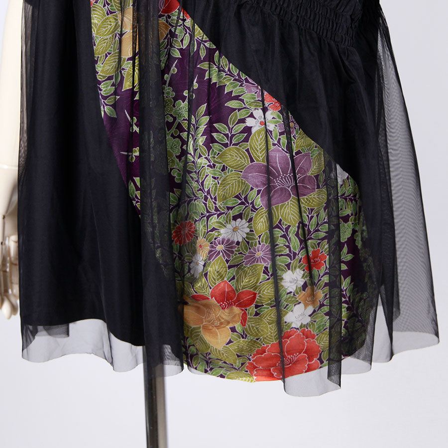 [One-of-a-kind item] TKg Vintage Kimono Four Seasons Flower Flow Switching Tops