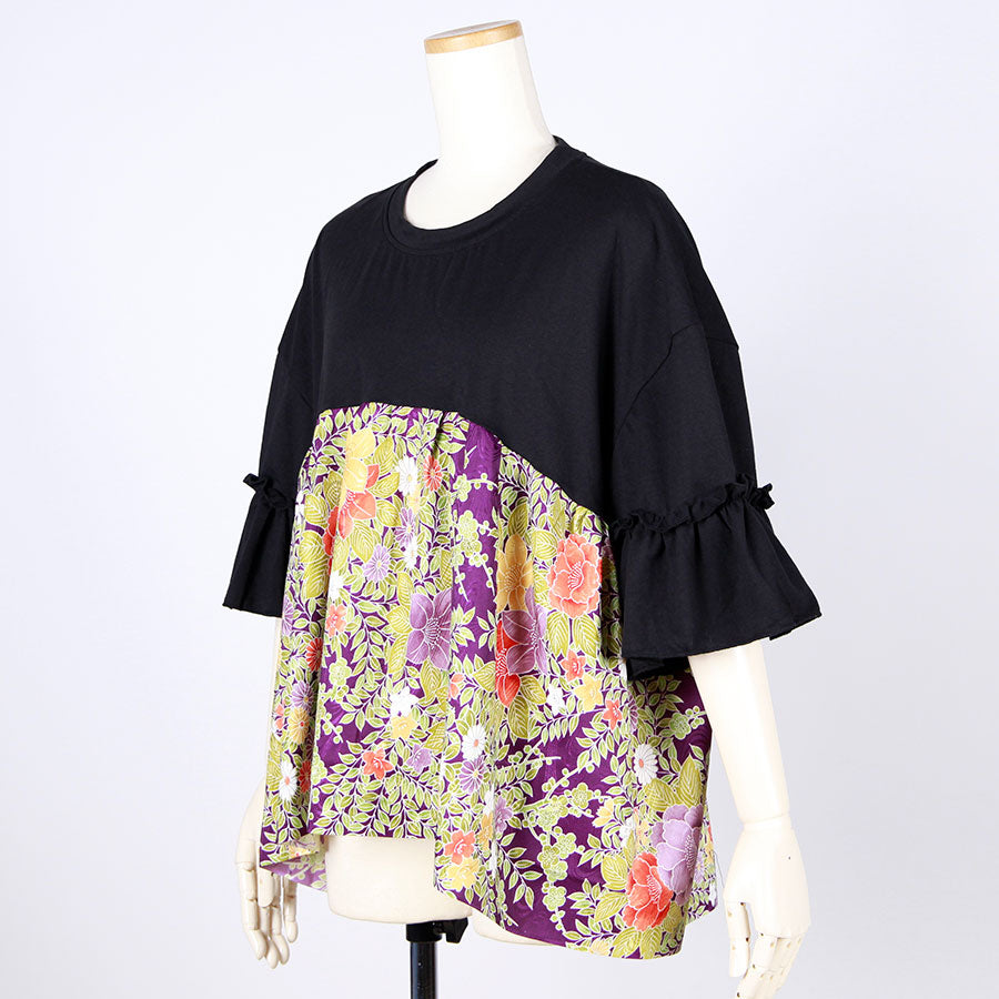 [One-of-a-kind item] TKg Vintage Kimono Four Seasons Flower Half Body Japanese Pattern Tops