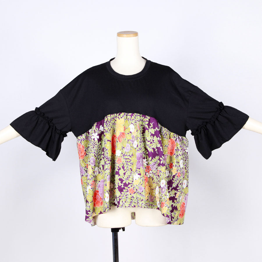 [One-of-a-kind item] TKg Vintage Kimono Four Seasons Flower Half Body Japanese Pattern Tops