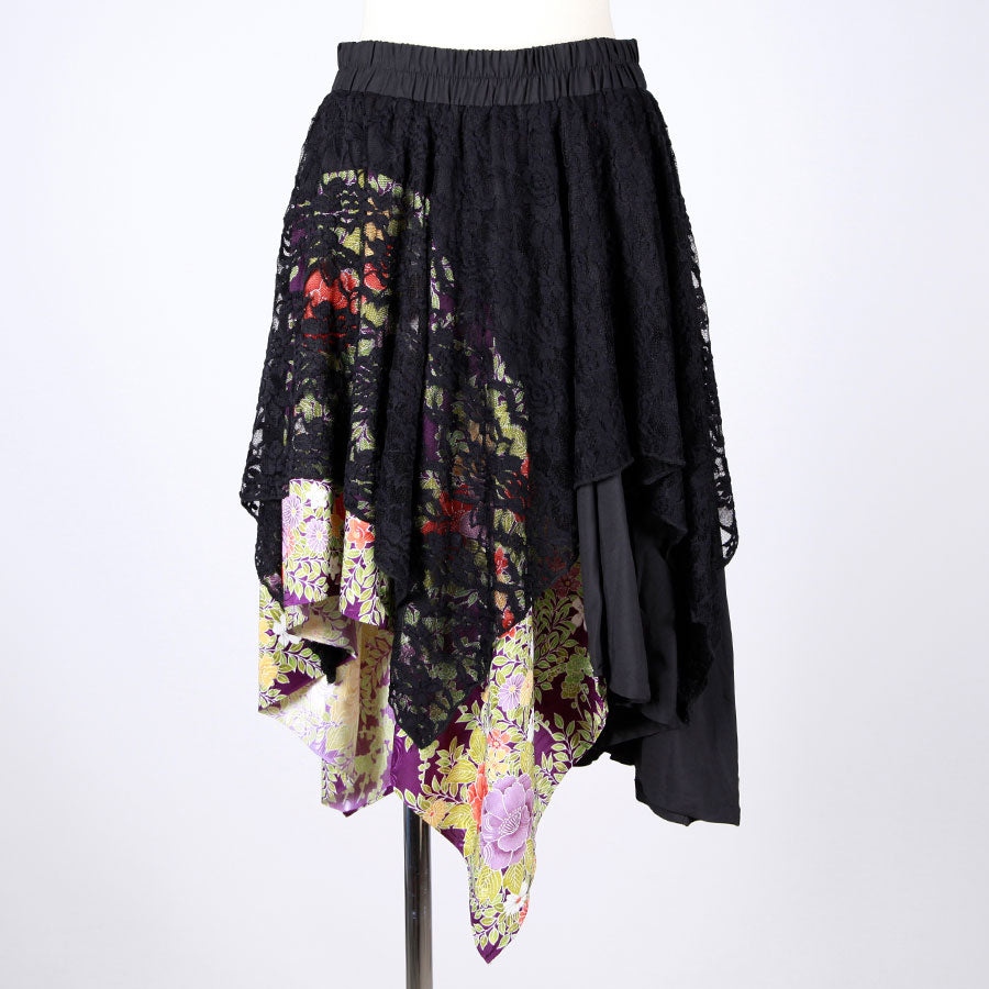 [One-of-a-kind item] TKg Vintage Kimono Four Seasons Flower Lace Skirt