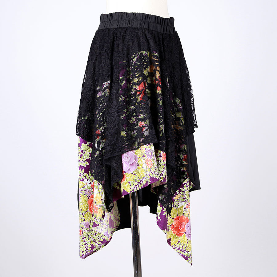 [One-of-a-kind item] TKg Vintage Kimono Four Seasons Flower Lace Skirt